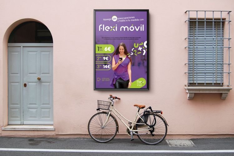 Cartelera y lanzamiento de campaña publicitaria de la marca FlexiMovil de Brandesign agencia de Branding y creatividad
