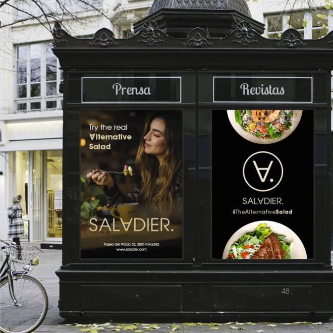 Aplicativos de la marca de restaurante madrid saladier identidad corporativa elegante