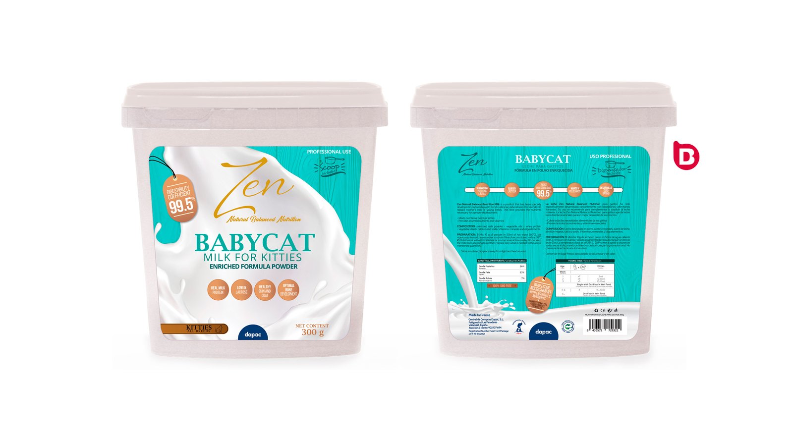 diseño de las etiquetas BabyCat marca de alimentación para mascotas pet care