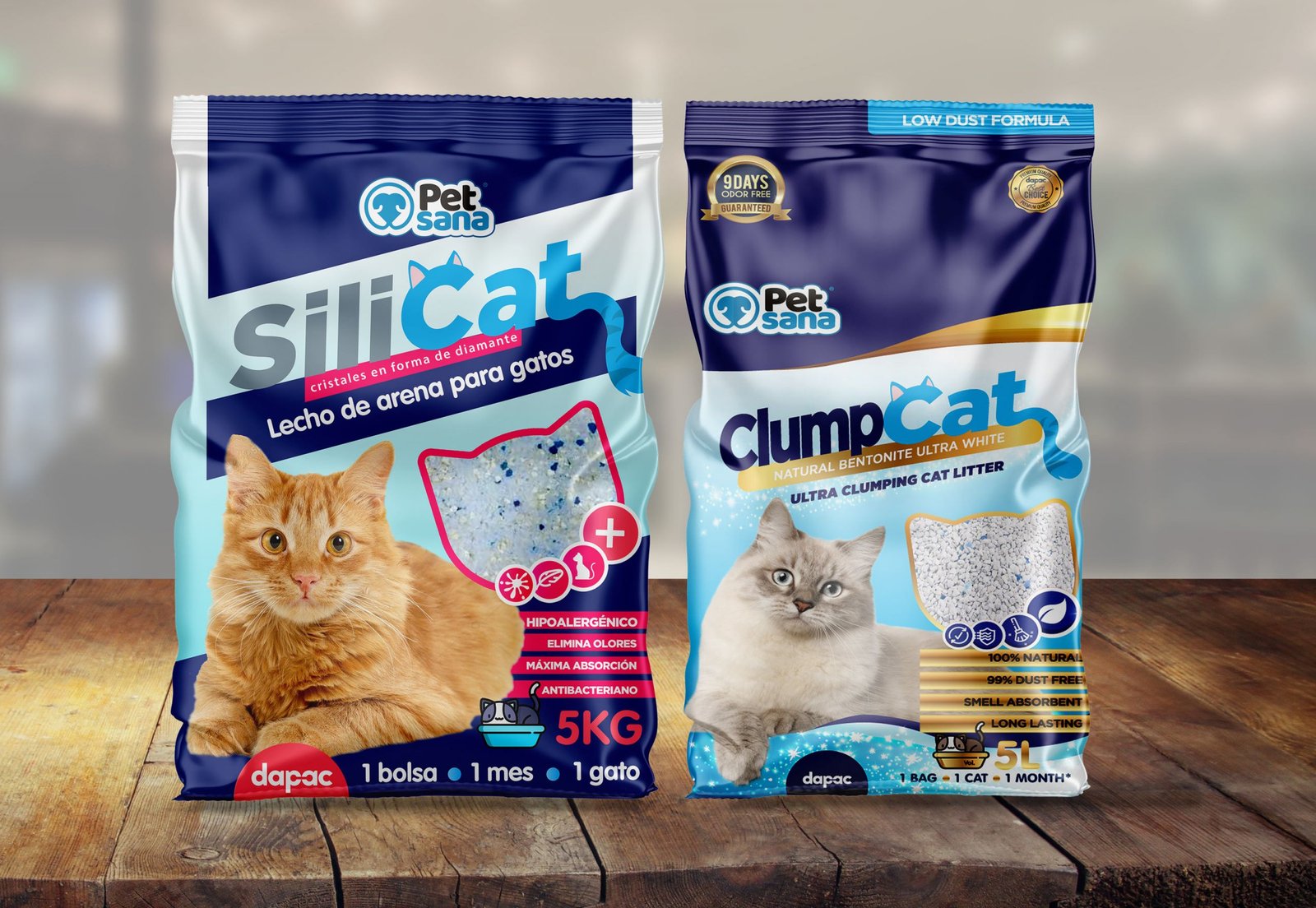 Diseño del saco de lecho de arena para gatos Silicat y ClumpCat