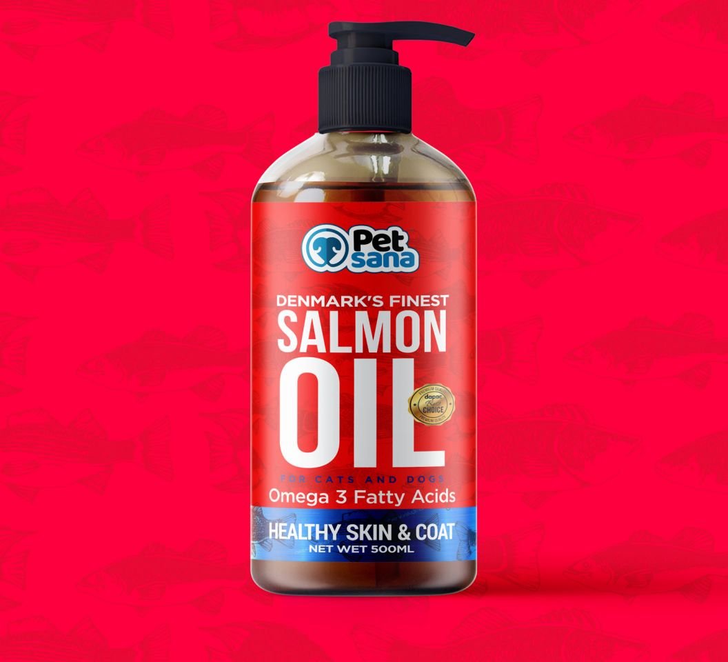 Diseño de la etiqueta de aceite de salmón PetSana
